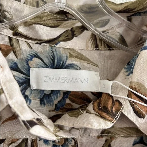 Zimmermann Aliane Floral Belted Linen Romper NWT - Picture 7 of 7